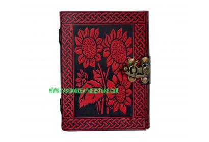 HANDMADE FLOWER DESIGN 120 PAGES LEATHER JOURNAL HAND PANTED COLOR  OFF WHITE PAPER 